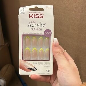 KISS Acrylic French Nails with Neon Yellow Tips
